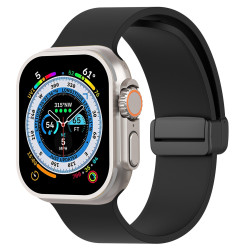 Λουράκι Σιλικόνης D-Buckle Magnetic για Apple Watch Ultra 49mm / 45mm / 44mm / 42mm – Black