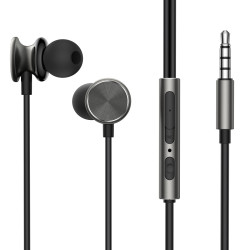 Ενσύρματα Ακουστικά JOYROOM JR-EW03 3.5mm In-Ear Metal με Αυξομείωση Έντασης 1.2m (6956116770129) – Black