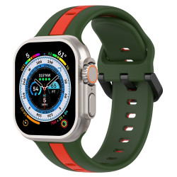 Λουράκι Σιλικόνης Dual Color Loop για Apple Watch Ultra 49mm - Army Green / Red