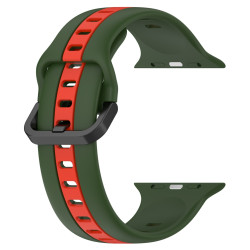 Λουράκι Σιλικόνης Dual Color Loop για Apple Watch Ultra 49mm - Army Green / Red
