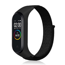 Nylon Woven Texture Λουράκι για Xiaomi Mi Band 3 / Mi Band 4 - Μαύρο