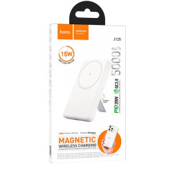 Hoco J125 Powerbank Magsafe PD20W 5000mAh με Foldable Stand - Λευκό