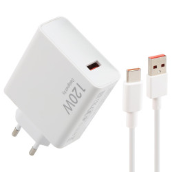 Φορτιστής MDY-13-EH Hypercharge Turbo Charge 120W USB με καλώδιο 1m USB σε Type-C 6A για Xiaomi – White
