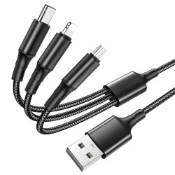 BOROFONE BX50 Καλώδιο Φόρτισης 3 σε 1 με Micro Usb / Lightning / Type-C 1m 2.4A – Black Braided