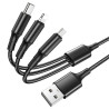 BOROFONE BX50 Καλώδιο Φόρτισης 3 σε 1 με Micro Usb / Lightning / Type-C 1m 2.4A – Black Braided