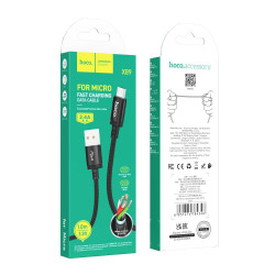 HOCO X89 Καλώδιο Φόρτισης & Δεδομένων Micro USB 1.0m 2.4A – Black Braided