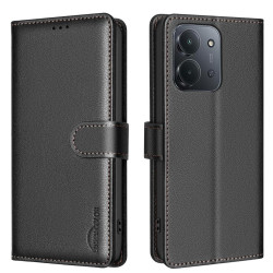 Θήκη Σιλικόνης Litchi Texture με RFID Block για Xiaomi Redmi 15C 4G/5G (173mm) / Poco C85 5G – Black