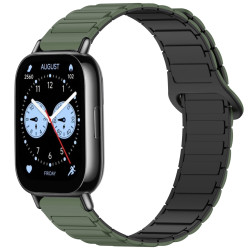 Μαγνητικό Λουράκι Σιλικόνης Dual Color για Redmi Watch 5 Lite / 5 Active - Dark Green / Black