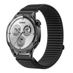 22mm Υφασμάτινο Λουράκι Hook&Loop για Huawei Watch GT5 Pro/GT5/GT4/GT3/GT2/GT2e/GT2 Pro/GT 46mm – Black