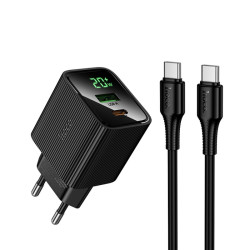 Φορτιστής HOCO CS83A PD20W+QC18W με Θύρες USB-A + Type-C & Καλώδιο 1m Type-C σε Type-C - Μαύρο