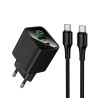 Φορτιστής HOCO CS83A PD20W+QC18W με Θύρες USB-A + Type-C & Καλώδιο 1m Type-C σε Type-C - Μαύρο