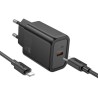 Hoco N60 Φορτιστής PD20W+QC3.0 με θύρα Type-C & Καλώδιο TypeC σε Lighting 1m - Black