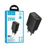 Hoco N61 Φορτιστής PD20W+QC3.0 με θύρες Type-C / USB-A - Black