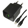Φορτιστής HOCO CS83A PD20W+QC18W με Θύρες USB-A + Type-C & Καλώδιο 1m Type-C σε Lightning 8pin - Μαύρο