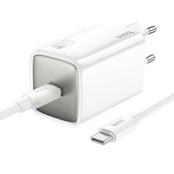 Φορτιστής HOCO N48 PD65W με Θύρα Type-C & Καλώδιο 1m Type-C σε Type-C - White