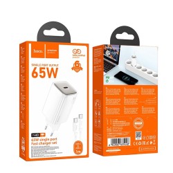 Φορτιστής HOCO N48 PD65W με Θύρα Type-C & Καλώδιο 1m Type-C σε Type-C - White