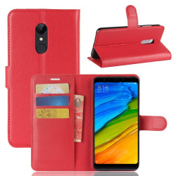 Litchi Skin Θήκη Book για Xiaomi Redmi 5 - Κόκκινο