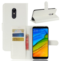 Litchi Skin Θήκη Book για Xiaomi Redmi 5 - Λευκό