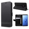 Θήκη Πορτοφόλι Litchi Texture με Βάση Στήριξης για Samsung Galaxy S9 SM-G960 - Μαύρο