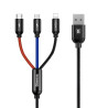 Καλώδιο Φόρτισης Baseus 3.5A Fast Charging Color Braided 3 σε 1 – 30cm