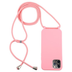 Θήκη Σιλικόνης Candy Color TPU με Κορδόνι για iPhone 12 / 12 Pro – Ροζ