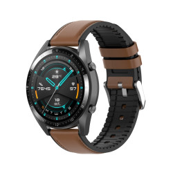 Λουράκι Σιλικόνης Δερμάτινο 20mm για Huawei Watch GT 2 42mm – Καφέ
