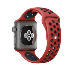 Λουράκι Σιλικόνης για Apple Watch 42 / 44 / 45mm – Κόκκινο / Μαύρο