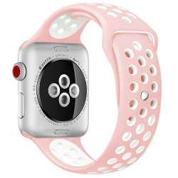 Λουράκι Σιλικόνης για Apple Watch 38 / 40 / 41mm – Ροζ / Λευκό