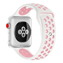 Λουράκι Σιλικόνης για Apple Watch 38 / 40 / 41mm – Λευκό / Ροζ