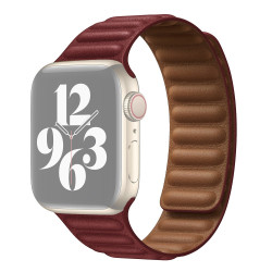 Λουράκι Μαγνητικό Leather Link Strap για Apple Watch Series 38 / 40 / 41mm – Wine Red