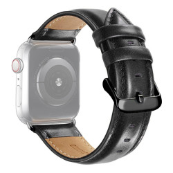 Δερμάτινο Λουράκι Black Buckle για Apple Watch Series 49mm / 45 / 44 / 42mm - Μαύρο
