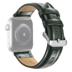 Δερμάτινο Λουράκι Black Buckle για Apple Watch Series 49mm / 45 / 44 / 42mm – Σκούρο Πράσινο