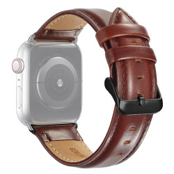 Δερμάτινο Λουράκι Black Buckle για Apple Watch Series 49mm / 45 / 44 / 42mm – Σκούρο Καφέ