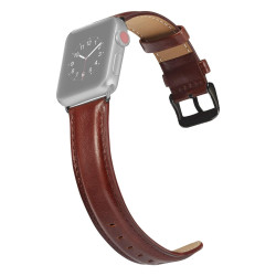 Δερμάτινο Λουράκι Black Buckle για Apple Watch Series 49mm / 45 / 44 / 42mm – Σκούρο Καφέ