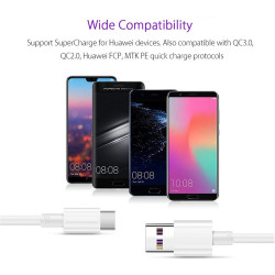 Καλώδιο Φόρτισης 5A USB to USB-C Flash Charging ,1m – Λευκό
