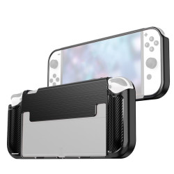 Θήκη Carbon Fiber TPU Shockproof για Nintendo Switch OLED – Μαύρο