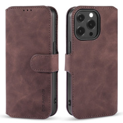 DG.MING Retro Oil Side Θήκη Πορτοφόλι για iPhone 13 Pro Max - Καφέ