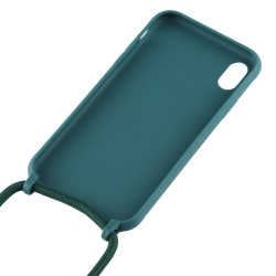 Θήκη Σιλικόνης Candy Color TPU με Κορδόνι για iPhone XR – Σκούρο Πράσινο