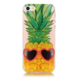 Θήκη Σιλικόνης Clear IMD TPU for iPhone SE/5s/5 - Pineapple and Heart Sunglasses