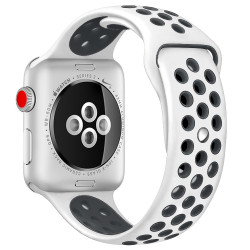 Λουράκι Σιλικόνης για Apple Watch 38 / 40 / 41mm – Λευκό / Μαύρο