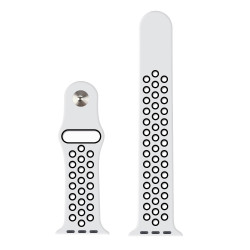 Λουράκι Σιλικόνης για Apple Watch 38 / 40 / 41mm – Λευκό / Μαύρο